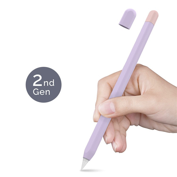 AHASTYLE PT65-2 for Apple Pencil (2nd Generation) Touch Pen Protective Sleeve Contrast Color Stylus Pen Silicone Case - Purple / Pink