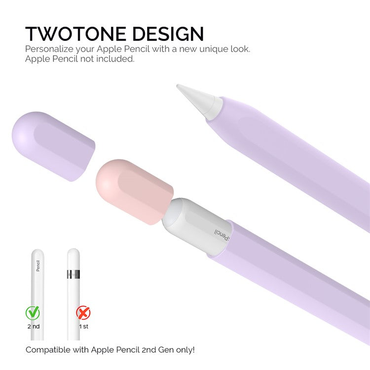 AHASTYLE PT65-2 for Apple Pencil (2nd Generation) Touch Pen Protective Sleeve Contrast Color Stylus Pen Silicone Case - Purple / Pink