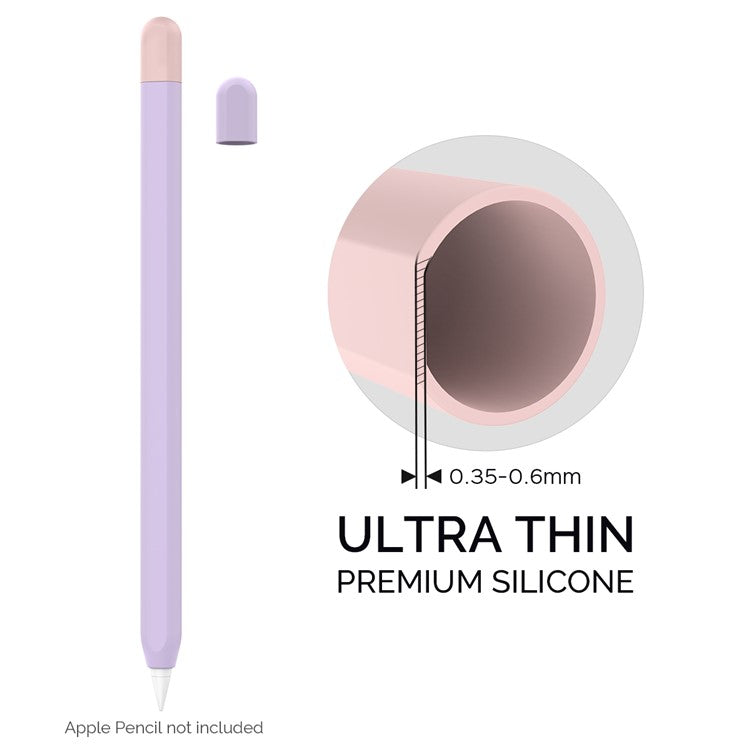 AHASTYLE PT65-2 for Apple Pencil (2nd Generation) Touch Pen Protective Sleeve Contrast Color Stylus Pen Silicone Case - Purple / Pink