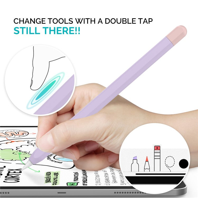AHASTYLE PT65-2 for Apple Pencil (2nd Generation) Touch Pen Protective Sleeve Contrast Color Stylus Pen Silicone Case - Purple / Pink