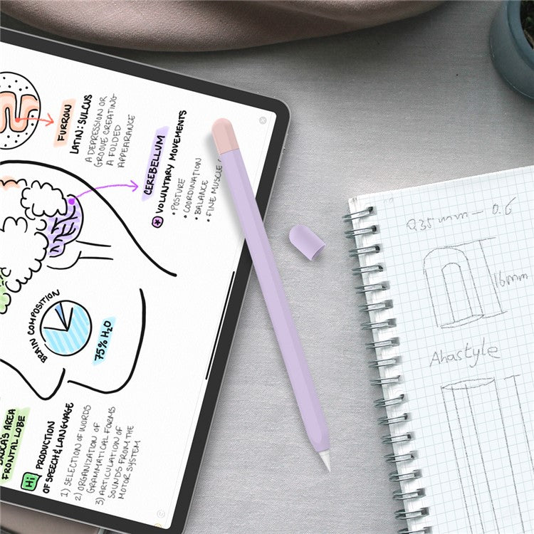 AHASTYLE PT65-2 for Apple Pencil (2nd Generation) Touch Pen Protective Sleeve Contrast Color Stylus Pen Silicone Case - Purple / Pink