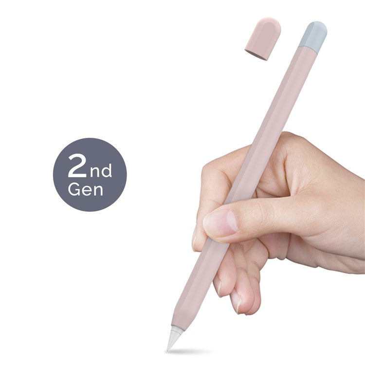 AHASTYLE PT65-2 for Apple Pencil (2nd Generation) Touch Pen Protective Sleeve Contrast Color Stylus Pen Silicone Case - Pink / Baby Blue