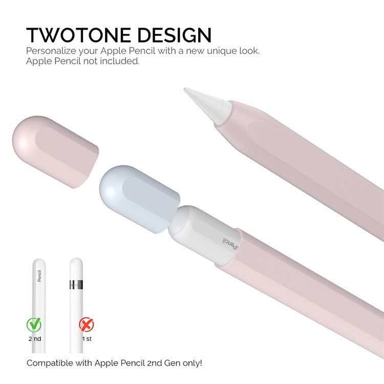 AHASTYLE PT65-2 for Apple Pencil (2nd Generation) Touch Pen Protective Sleeve Contrast Color Stylus Pen Silicone Case - Pink / Baby Blue