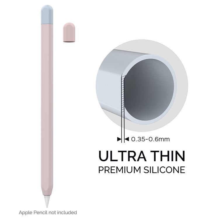 AHASTYLE PT65-2 for Apple Pencil (2nd Generation) Touch Pen Protective Sleeve Contrast Color Stylus Pen Silicone Case - Pink / Baby Blue