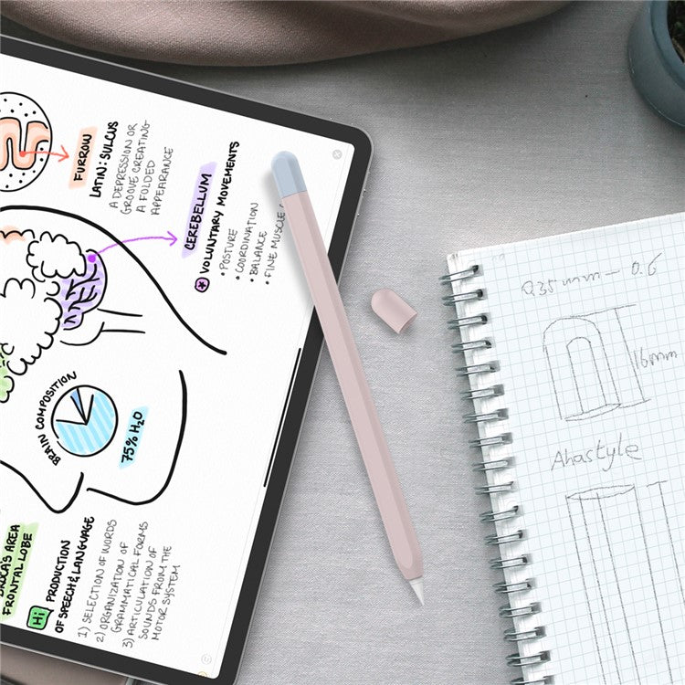 AHASTYLE PT65-2 for Apple Pencil (2nd Generation) Touch Pen Protective Sleeve Contrast Color Stylus Pen Silicone Case - Pink / Baby Blue