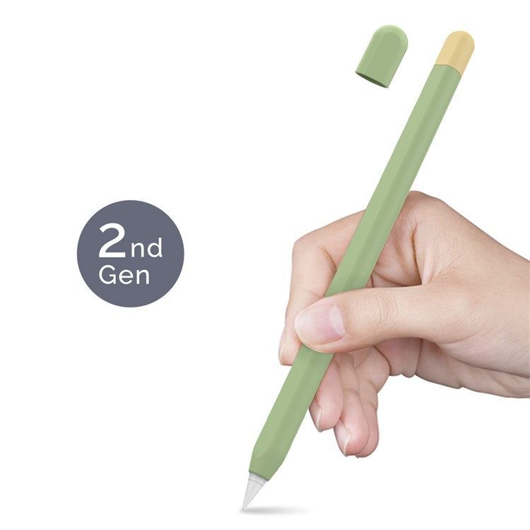 AHASTYLE PT65-2 for Apple Pencil (2nd Generation) Touch Pen Protective Sleeve Contrast Color Stylus Pen Silicone Case - Avocado Green / Yellow