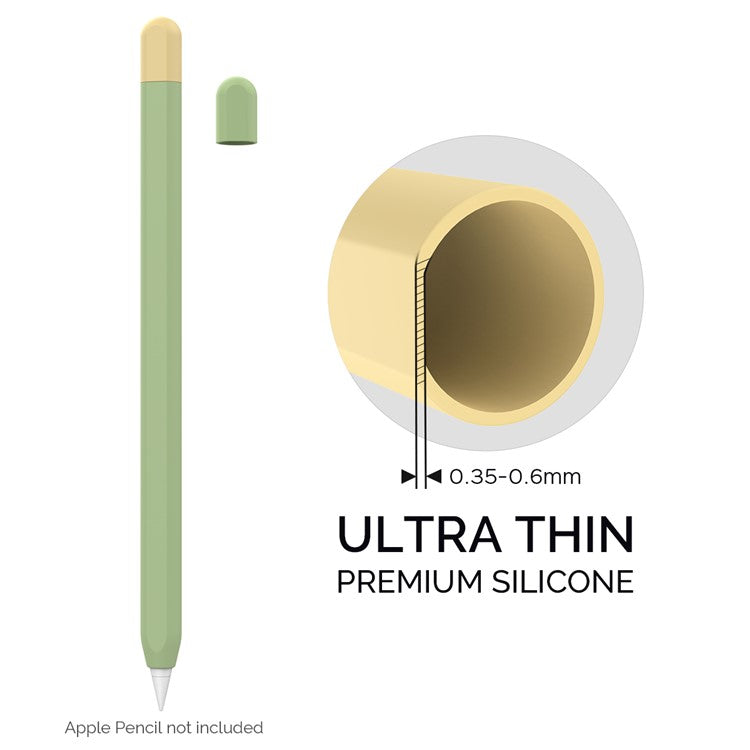 AHASTYLE PT65-2 for Apple Pencil (2nd Generation) Touch Pen Protective Sleeve Contrast Color Stylus Pen Silicone Case - Avocado Green / Yellow