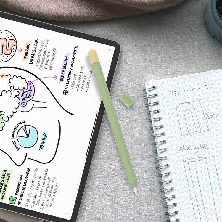 AHASTYLE PT65-2 for Apple Pencil (2nd Generation) Touch Pen Protective Sleeve Contrast Color Stylus Pen Silicone Case - Avocado Green / Yellow