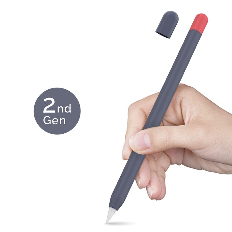 AHASTYLE PT65-2 for Apple Pencil (2nd Generation) Touch Pen Protective Sleeve Contrast Color Stylus Pen Silicone Case - Midnight Blue / Red