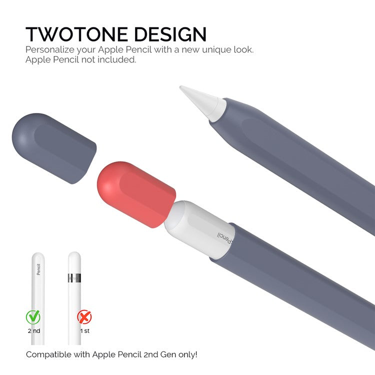 AHASTYLE PT65-2 for Apple Pencil (2nd Generation) Touch Pen Protective Sleeve Contrast Color Stylus Pen Silicone Case - Midnight Blue / Red