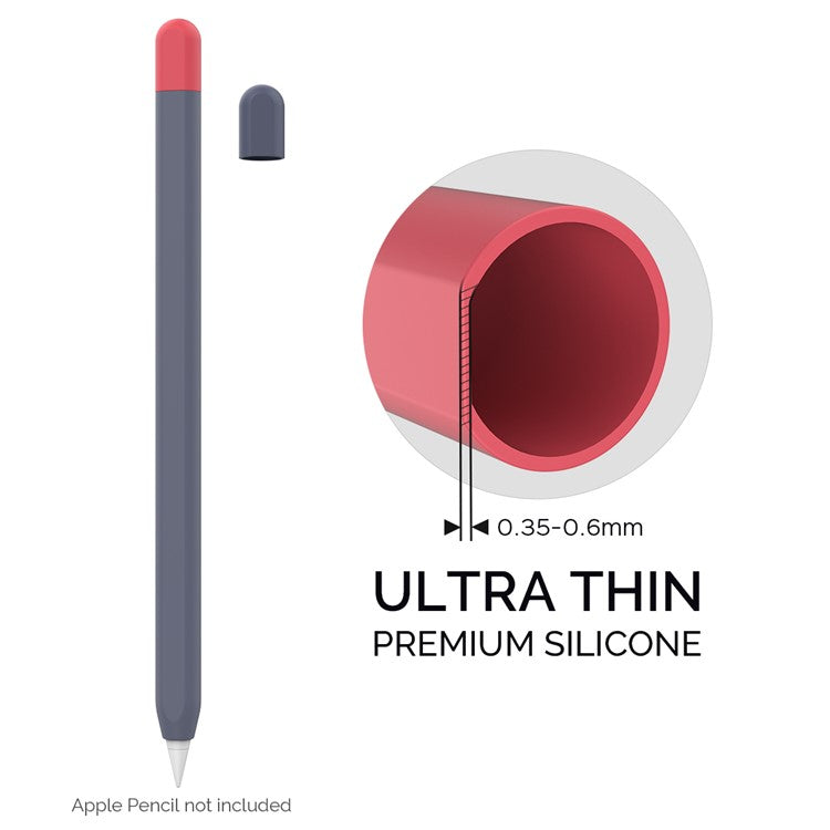 AHASTYLE PT65-2 for Apple Pencil (2nd Generation) Touch Pen Protective Sleeve Contrast Color Stylus Pen Silicone Case - Midnight Blue / Red