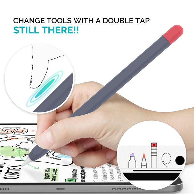 AHASTYLE PT65-2 for Apple Pencil (2nd Generation) Touch Pen Protective Sleeve Contrast Color Stylus Pen Silicone Case - Midnight Blue / Red