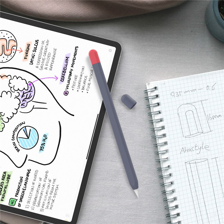 AHASTYLE PT65-2 for Apple Pencil (2nd Generation) Touch Pen Protective Sleeve Contrast Color Stylus Pen Silicone Case - Midnight Blue / Red