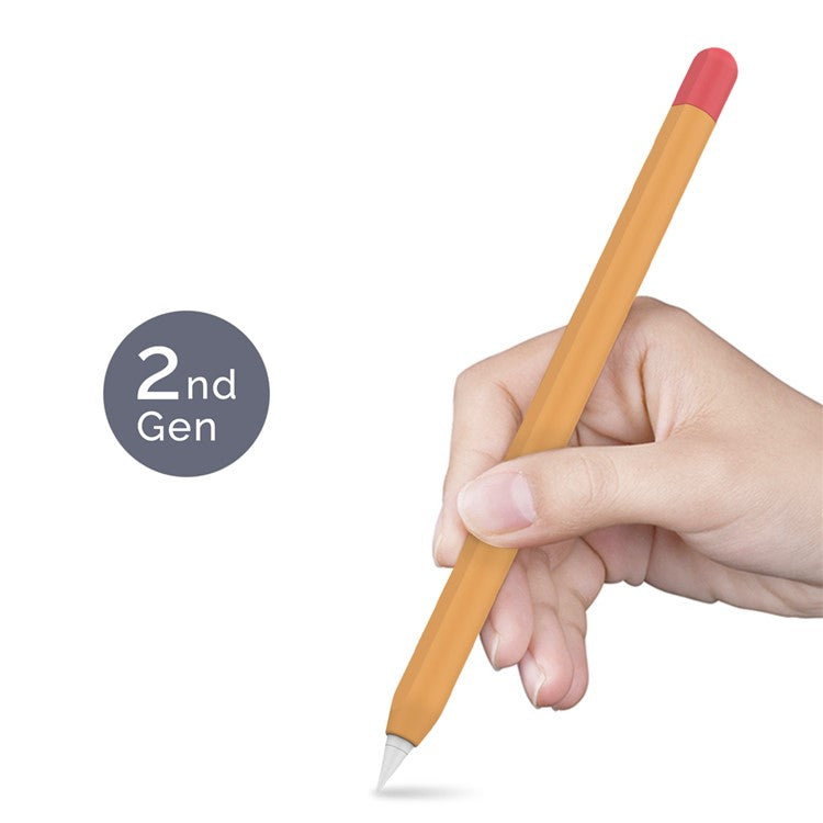 AHASTYLE PT65-2 Silicone Sleeve for Apple Pencil (2nd Generation), Contrast Color Stylus Pen Soft Protective Cover - Orange / Red