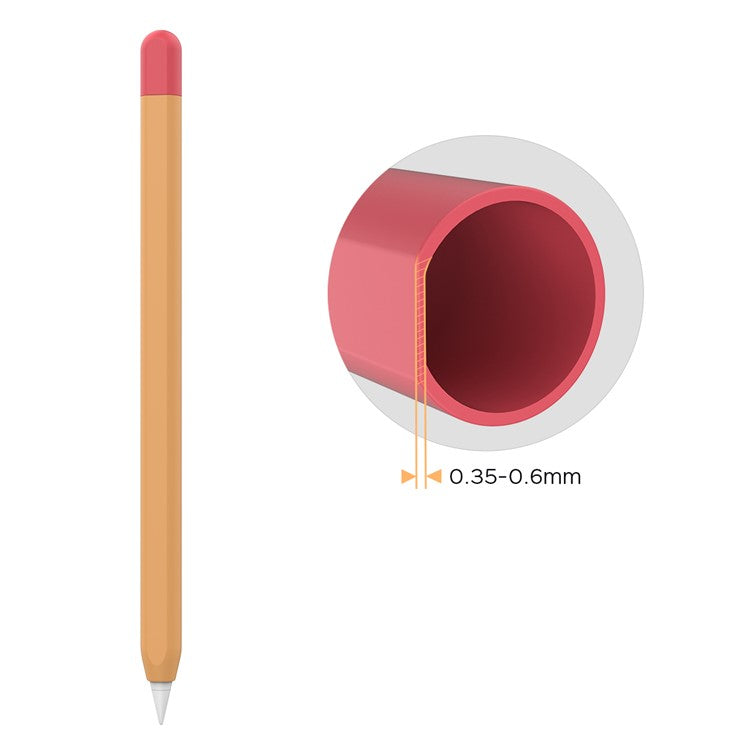 AHASTYLE PT65-2 Silicone Sleeve for Apple Pencil (2nd Generation), Contrast Color Stylus Pen Soft Protective Cover - Orange / Red