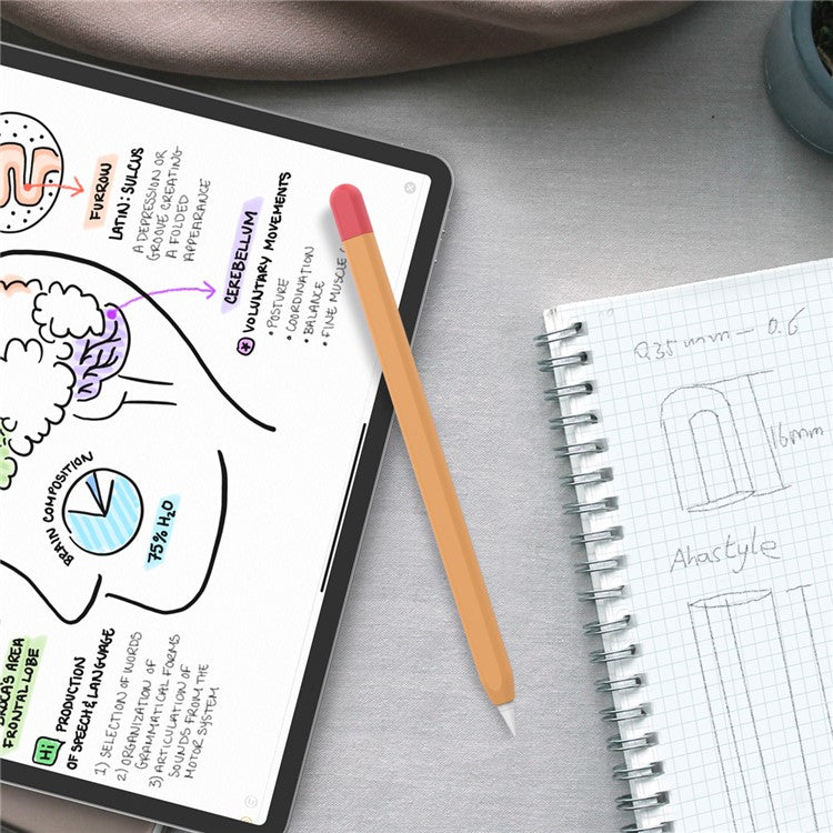 AHASTYLE PT65-2 Silicone Sleeve for Apple Pencil (2nd Generation), Contrast Color Stylus Pen Soft Protective Cover - Orange / Red