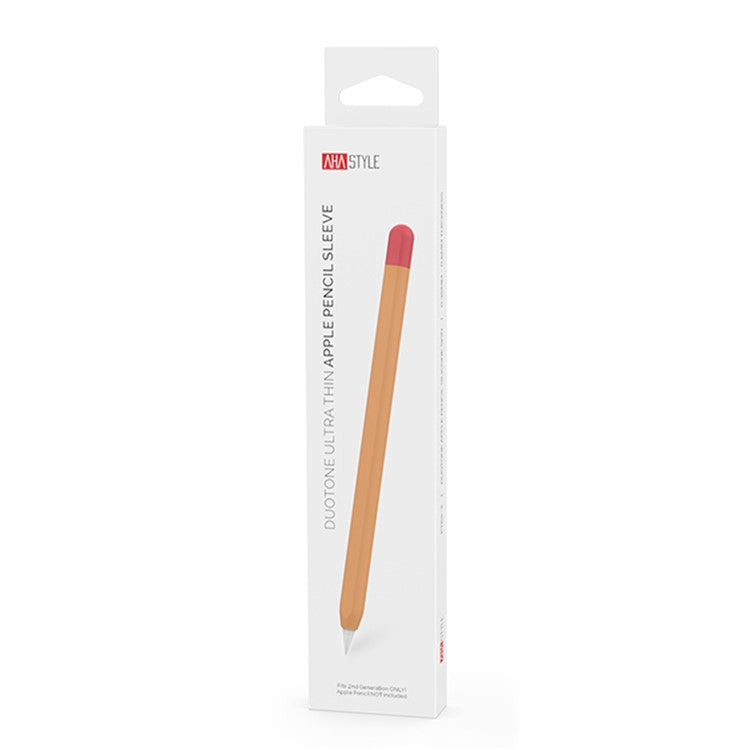 AHASTYLE PT65-2 Silicone Sleeve for Apple Pencil (2nd Generation), Contrast Color Stylus Pen Soft Protective Cover - Orange / Red
