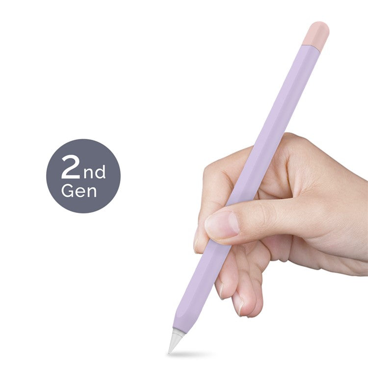 AHASTYLE PT65-2 Silicone Sleeve for Apple Pencil (2nd Generation), Contrast Color Stylus Pen Soft Protective Cover - Purple / Pink