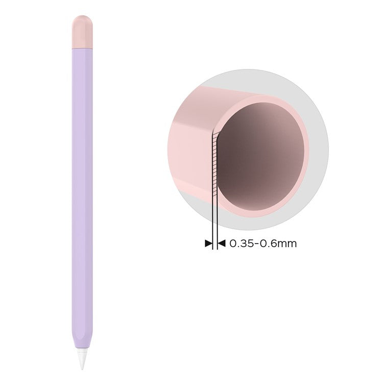 AHASTYLE PT65-2 Silicone Sleeve for Apple Pencil (2nd Generation), Contrast Color Stylus Pen Soft Protective Cover - Purple / Pink