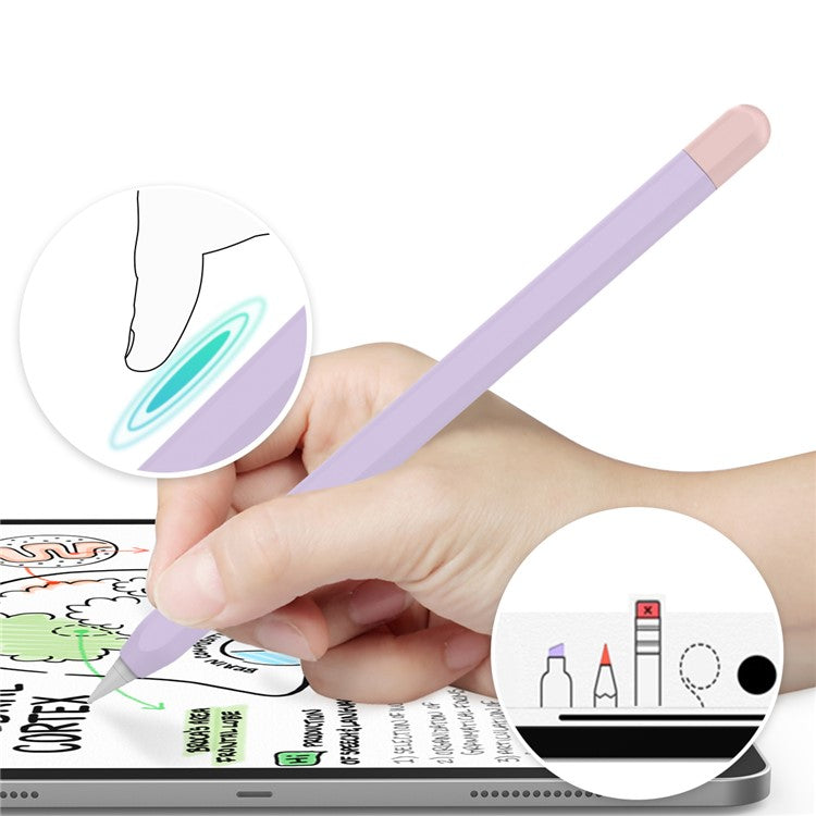 AHASTYLE PT65-2 Silicone Sleeve for Apple Pencil (2nd Generation), Contrast Color Stylus Pen Soft Protective Cover - Purple / Pink