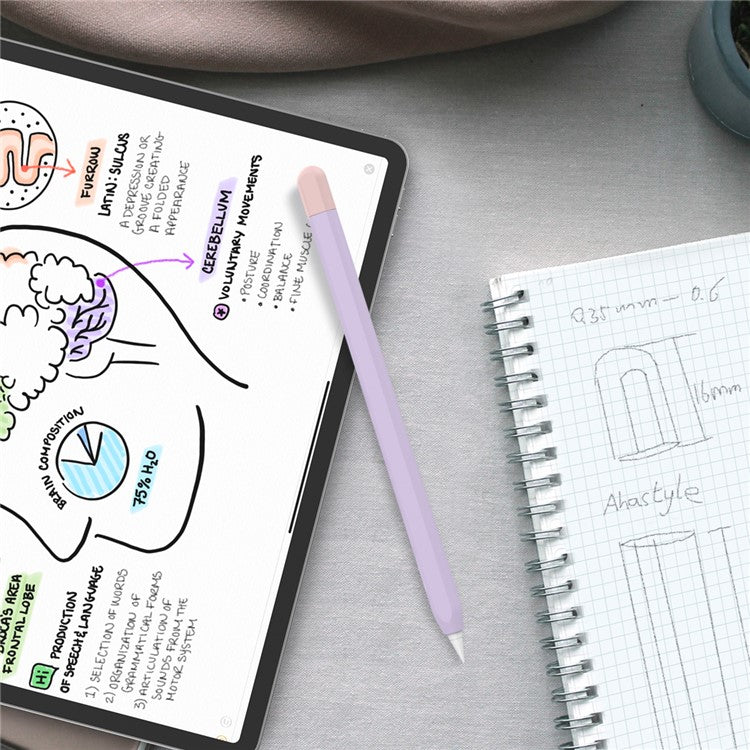 AHASTYLE PT65-2 Silicone Sleeve for Apple Pencil (2nd Generation), Contrast Color Stylus Pen Soft Protective Cover - Purple / Pink