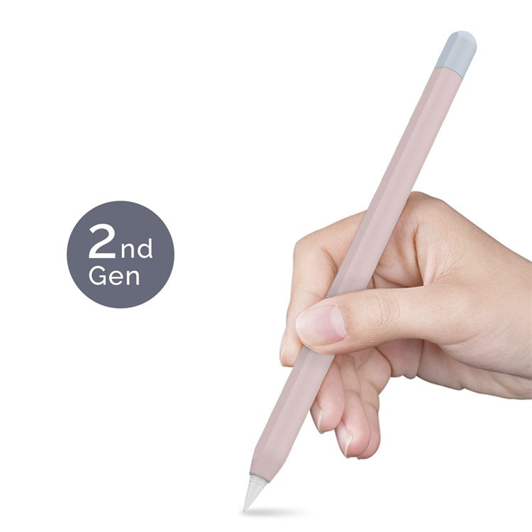 AHASTYLE PT65-2 Silicone Sleeve for Apple Pencil (2nd Generation), Contrast Color Stylus Pen Soft Protective Cover - Pink / Baby Blue