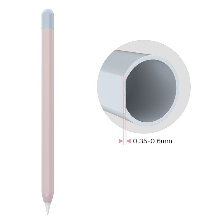 AHASTYLE PT65-2 Silicone Sleeve for Apple Pencil (2nd Generation), Contrast Color Stylus Pen Soft Protective Cover - Pink / Baby Blue