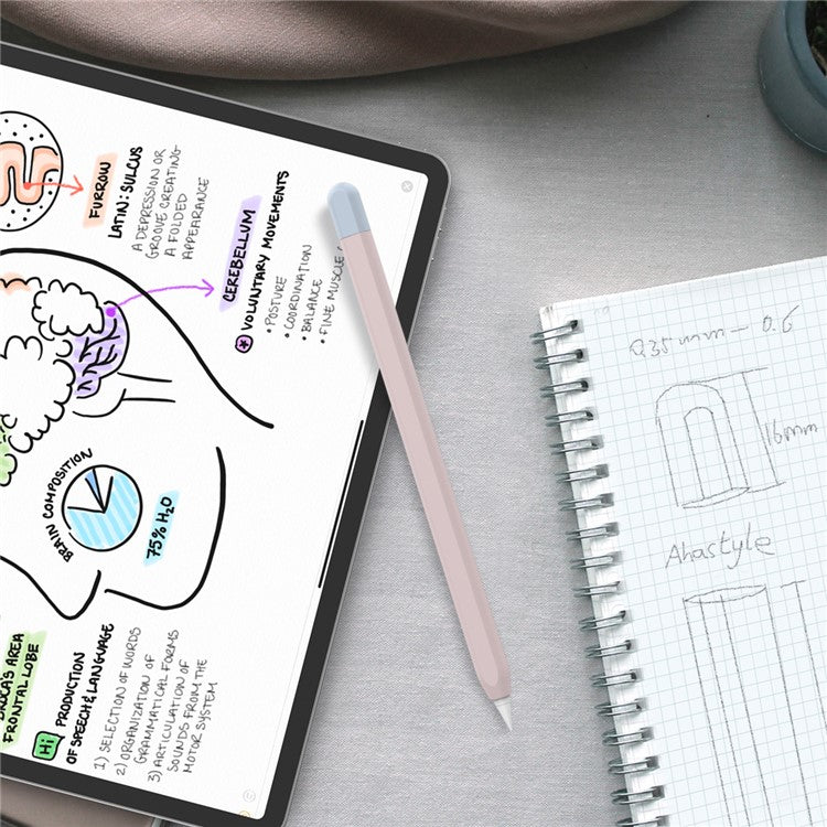 AHASTYLE PT65-2 Silicone Sleeve for Apple Pencil (2nd Generation), Contrast Color Stylus Pen Soft Protective Cover - Pink / Baby Blue