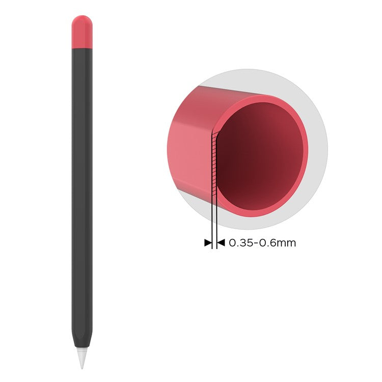 AHASTYLE PT65-2 Silicone Sleeve for Apple Pencil (2nd Generation), Contrast Color Stylus Pen Soft Protective Cover - Black / Red