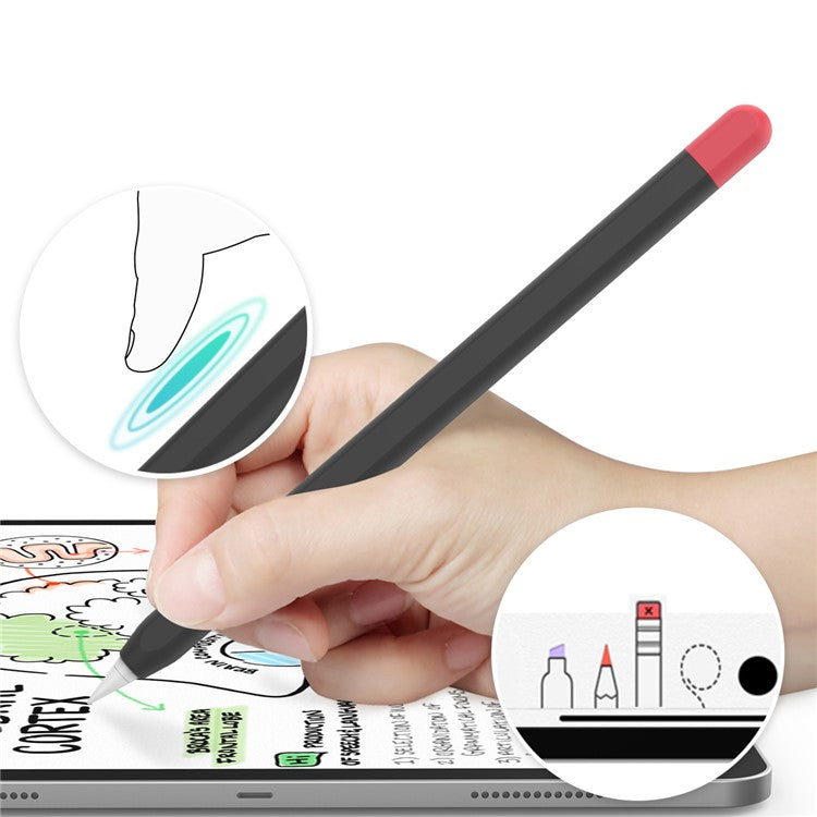AHASTYLE PT65-2 Silicone Sleeve for Apple Pencil (2nd Generation), Contrast Color Stylus Pen Soft Protective Cover - Black / Red