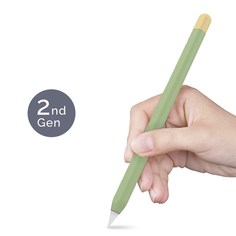 AHASTYLE PT65-2 Silicone Sleeve for Apple Pencil (2nd Generation), Contrast Color Stylus Pen Soft Protective Cover - Green / Yellow