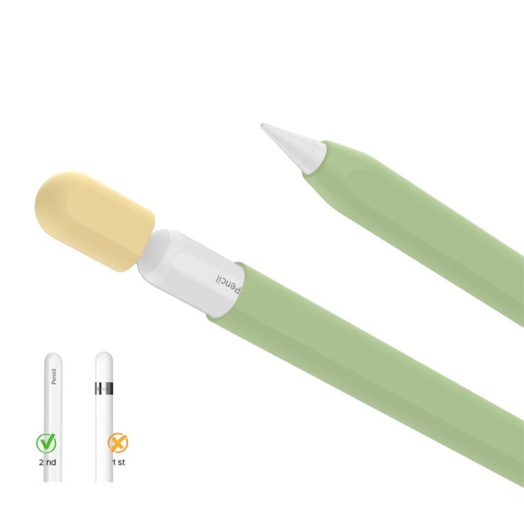 AHASTYLE PT65-2 Silicone Sleeve for Apple Pencil (2nd Generation), Contrast Color Stylus Pen Soft Protective Cover - Green / Yellow