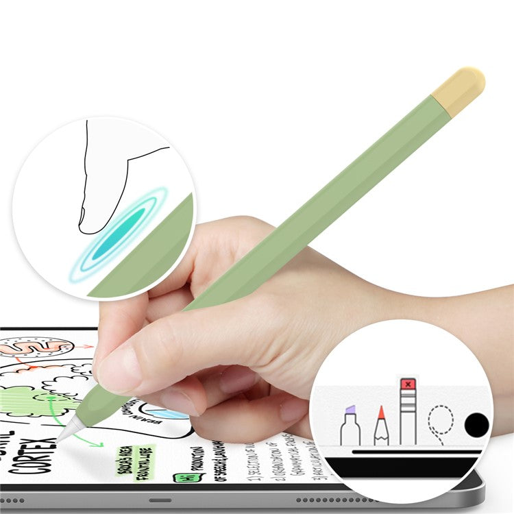 AHASTYLE PT65-2 Silicone Sleeve for Apple Pencil (2nd Generation), Contrast Color Stylus Pen Soft Protective Cover - Green / Yellow