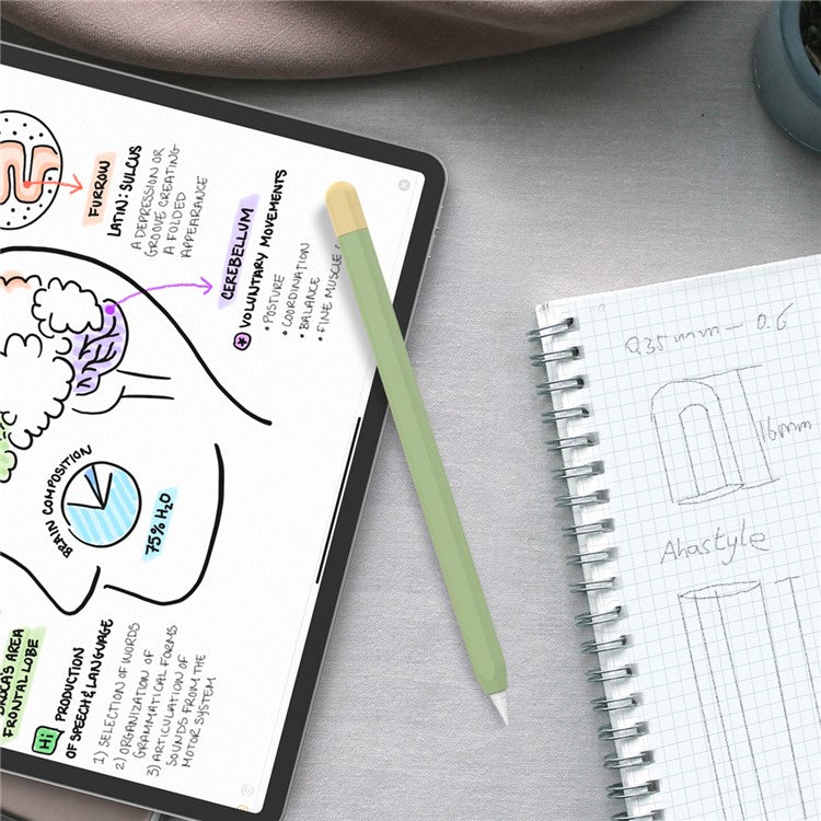 AHASTYLE PT65-2 Silicone Sleeve for Apple Pencil (2nd Generation), Contrast Color Stylus Pen Soft Protective Cover - Green / Yellow