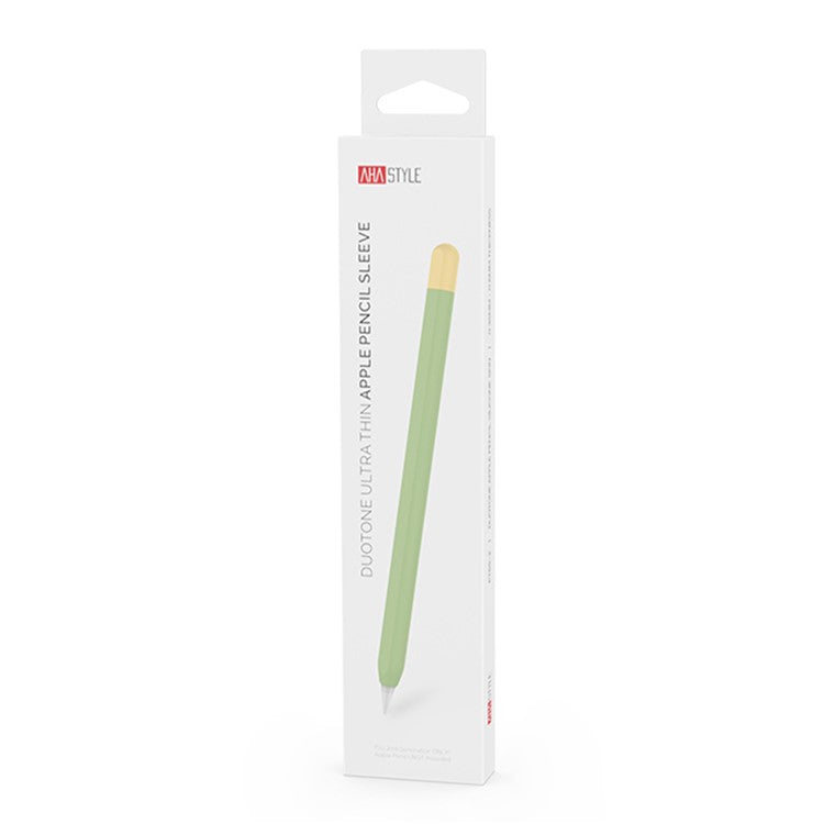 AHASTYLE PT65-2 Silicone Sleeve for Apple Pencil (2nd Generation), Contrast Color Stylus Pen Soft Protective Cover - Green / Yellow