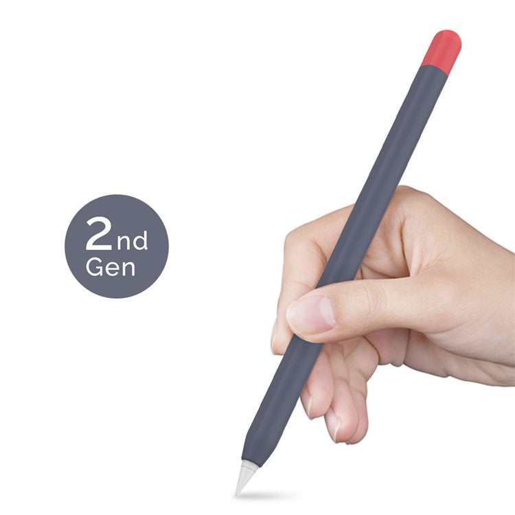 AHASTYLE PT65-2 Silicone Sleeve for Apple Pencil (2nd Generation), Contrast Color Stylus Pen Soft Protective Cover - Midnight Blue / Red