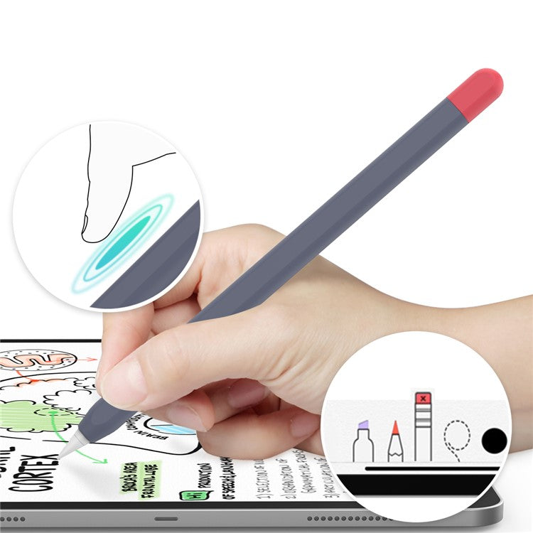 AHASTYLE PT65-2 Silicone Sleeve for Apple Pencil (2nd Generation), Contrast Color Stylus Pen Soft Protective Cover - Midnight Blue / Red