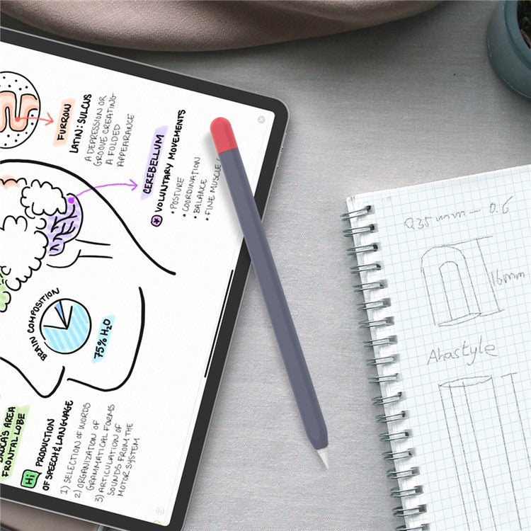 AHASTYLE PT65-2 Silicone Sleeve for Apple Pencil (2nd Generation), Contrast Color Stylus Pen Soft Protective Cover - Midnight Blue / Red