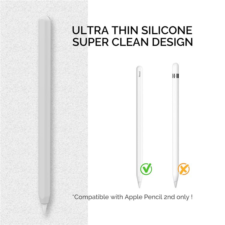 AHASTYLE PT65 Silicone Case for Apple Pencil (2nd Generation), Stylus Pen Protective Sleeve Cover - White