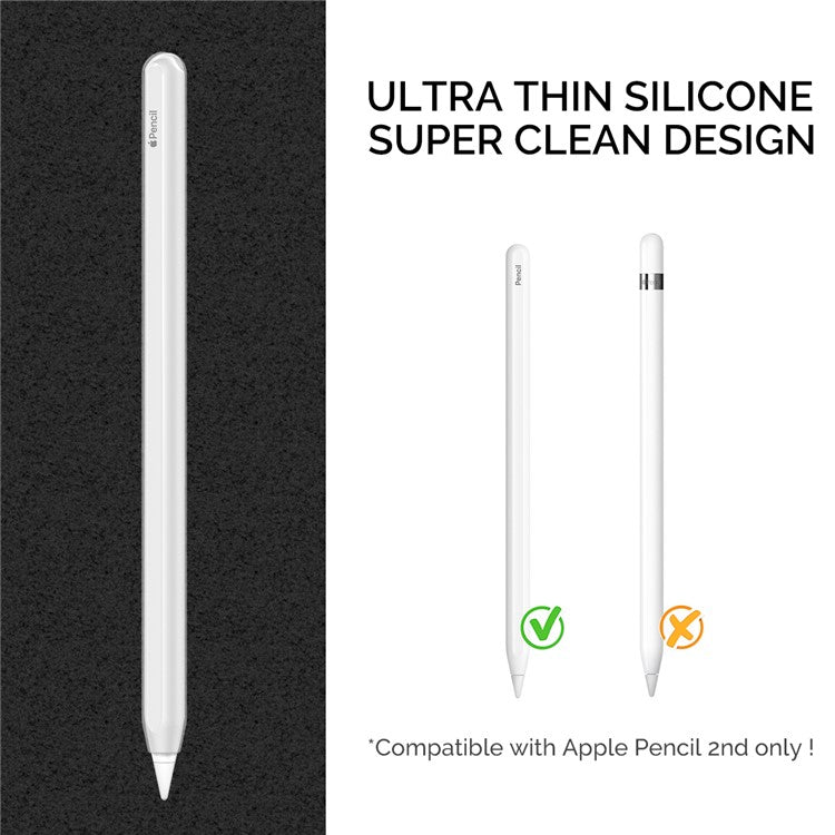 AHASTYLE PT65 Silicone Case for Apple Pencil (2nd Generation), Stylus Pen Protective Sleeve Cover - Clear