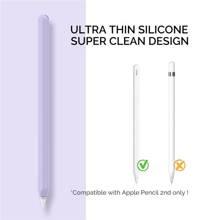 AHASTYLE PT65 Silicone Case for Apple Pencil (2nd Generation), Stylus Pen Protective Sleeve Cover - Lavender Purple