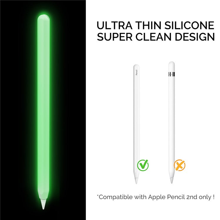 AHASTYLE PT65 Silicone Case for Apple Pencil (2nd Generation), Stylus Pen Protective Sleeve Cover - Nightglow Green