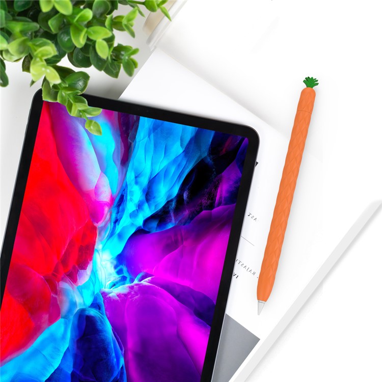 AHASTYLE PT106-2 for Apple Pencil Pro / Pencil (2nd Generation) Stylus Pen Silicone Skin Case Pineapple Style Protective Cover - Orange