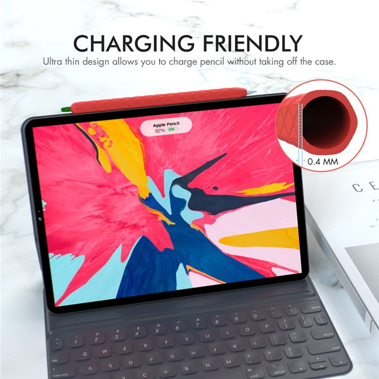 AHASTYLE PT106-2 for Apple Pencil Pro / Pencil (2nd Generation) Stylus Pen Silicone Skin Case Pineapple Style Protective Cover - Red