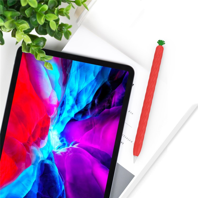 AHASTYLE PT106-2 for Apple Pencil Pro / Pencil (2nd Generation) Stylus Pen Silicone Skin Case Pineapple Style Protective Cover - Red
