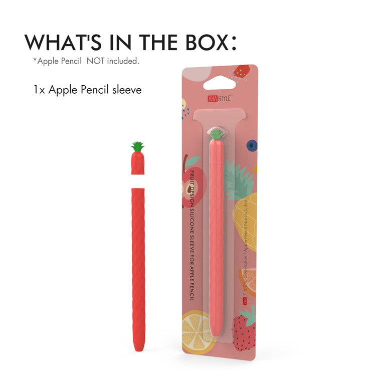 AHASTYLE PT106-2 for Apple Pencil Pro / Pencil (2nd Generation) Stylus Pen Silicone Skin Case Pineapple Style Protective Cover - Red