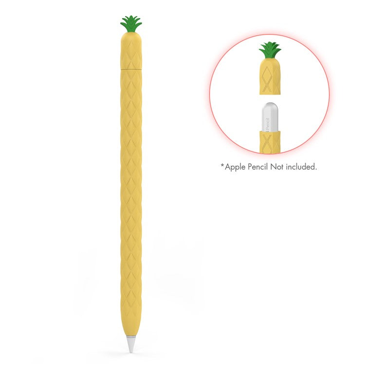 AHASTYLE PT106-2 for Apple Pencil Pro / Pencil (2nd Generation) Stylus Pen Silicone Skin Case Pineapple Style Protective Cover - Yellow