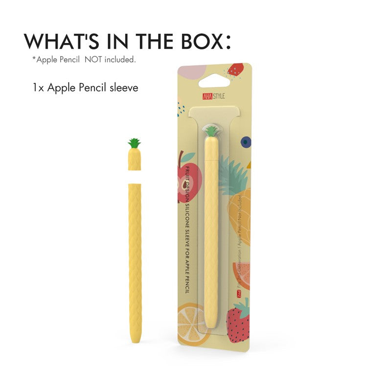 AHASTYLE PT106-2 for Apple Pencil Pro / Pencil (2nd Generation) Stylus Pen Silicone Skin Case Pineapple Style Protective Cover - Yellow