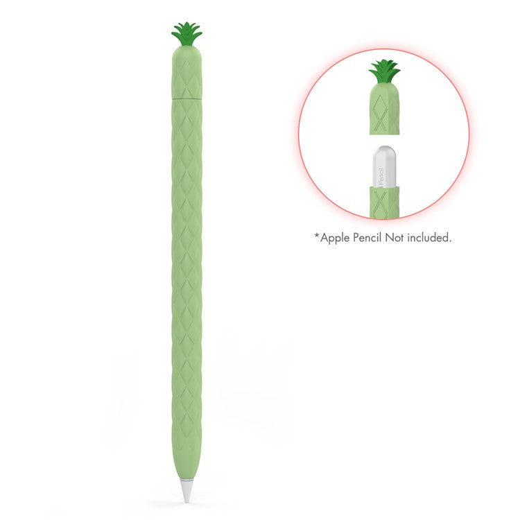 AHASTYLE PT106-2 for Apple Pencil Pro / Pencil (2nd Generation) Stylus Pen Silicone Skin Case Pineapple Style Protective Cover - Green