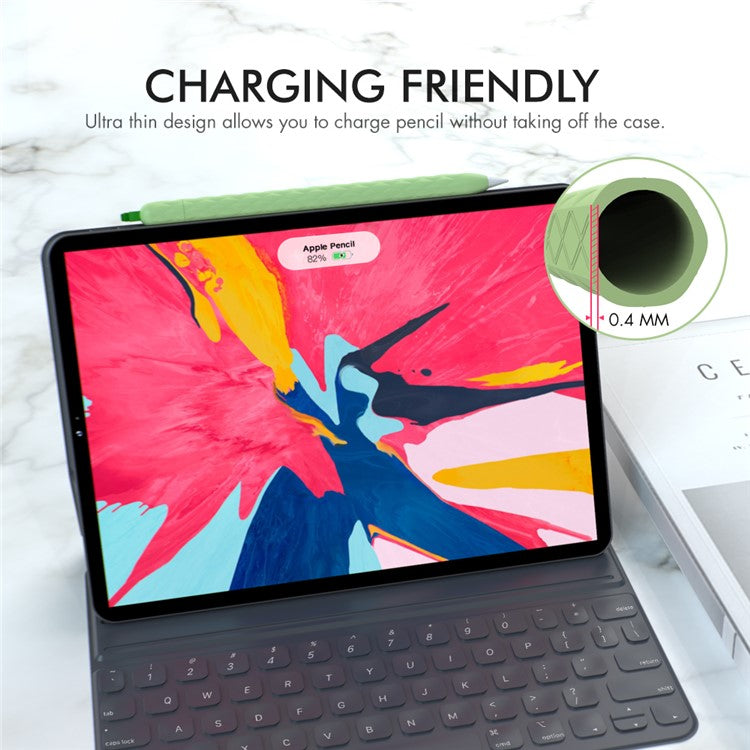 AHASTYLE PT106-2 for Apple Pencil Pro / Pencil (2nd Generation) Stylus Pen Silicone Skin Case Pineapple Style Protective Cover - Green